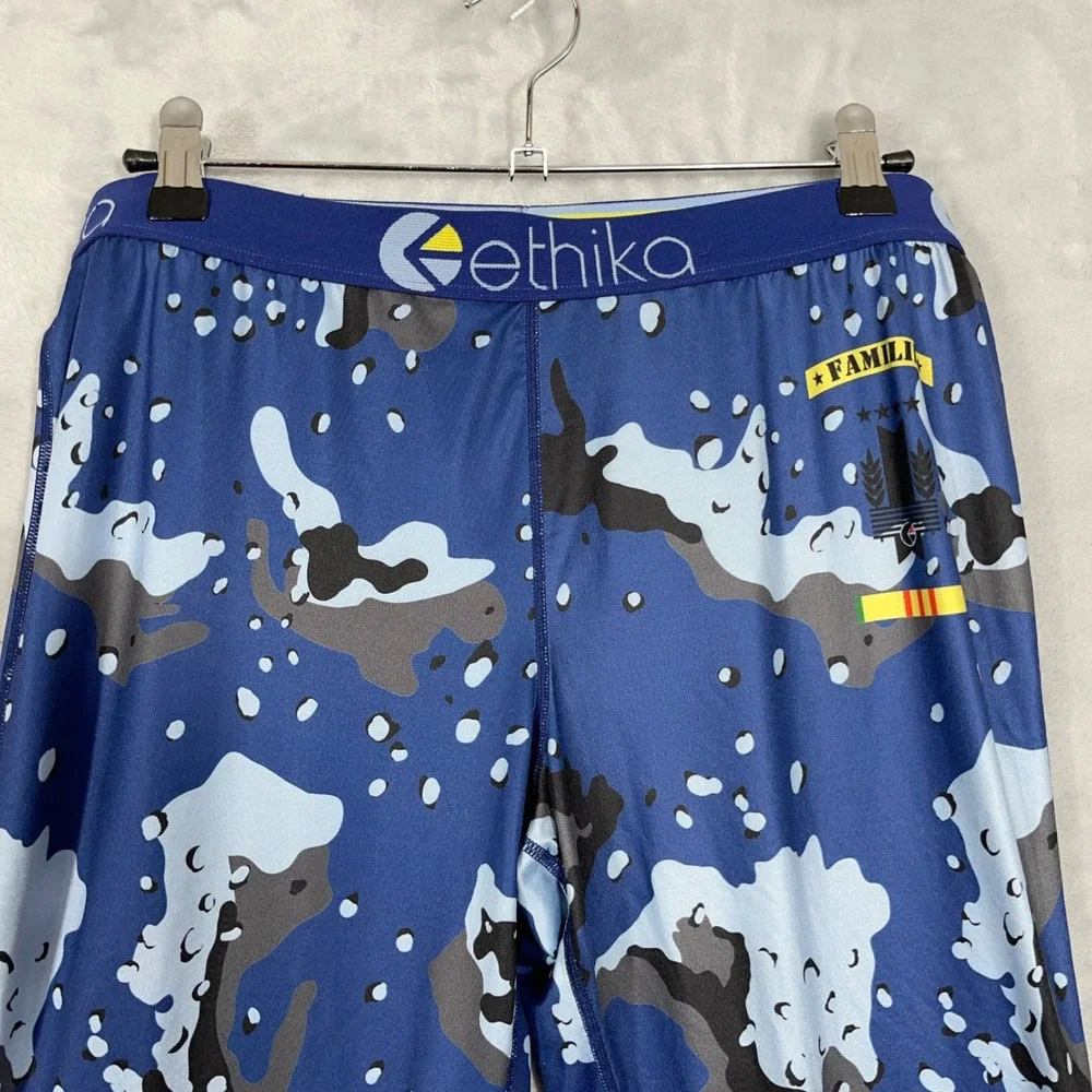 Ethika Mens Leggings XL Blue Camo Familie Compression Athletic Gym Streetwear